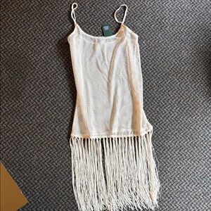Wild Fable Cream Fringe Swim Coverup